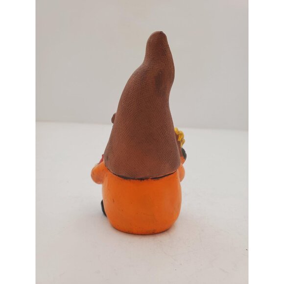 Fall Ceramic Gnome for Thanksgiving Tiered Tray Decor, Gnome Holding a Pumpkin, - Picture 4 of 10